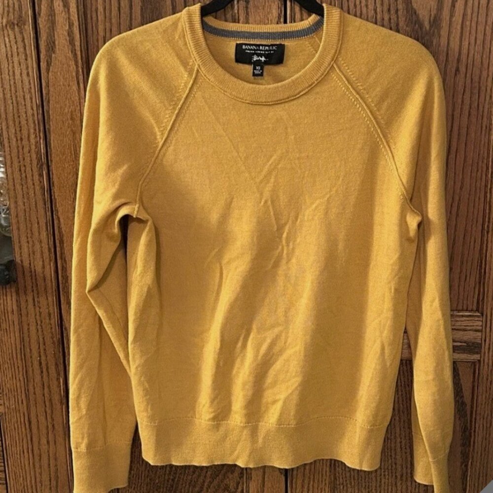 J. Crew Baruffa 100% Italian Merino Wool Lightweight Crew Sweater Yellow XS